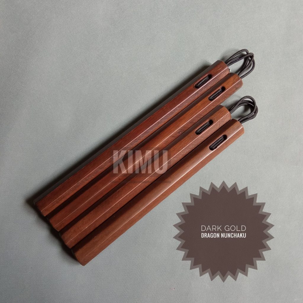 Nunchaku atau double stick kayu bengkirai warna dark gold by KIMU